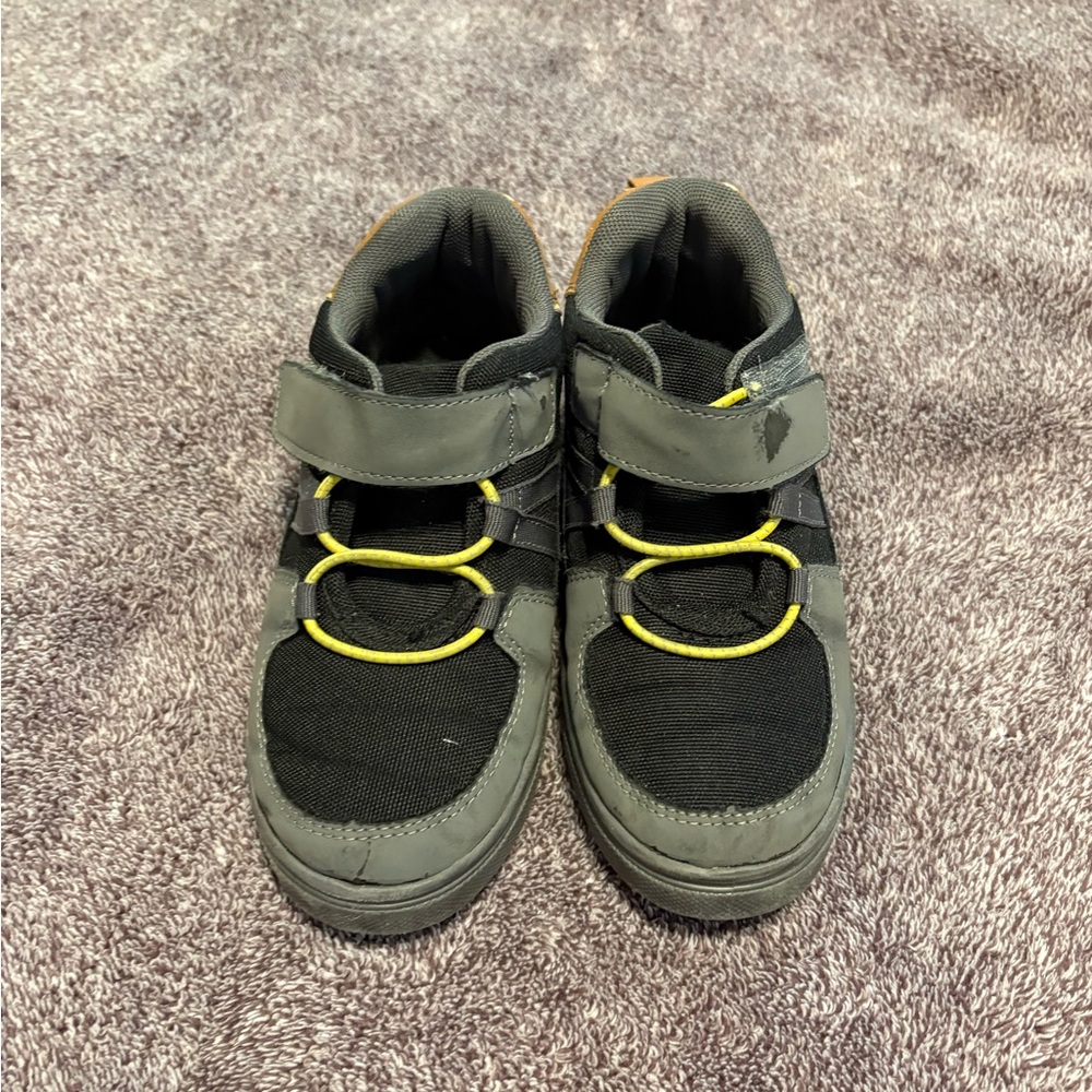 Children's Black and Gray Sneakers with Yellow Highlights
